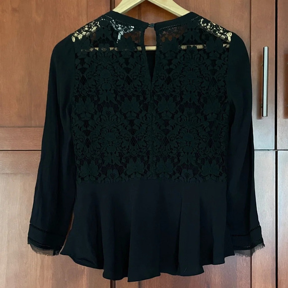 Rebecca Taylor Blouse Black Lace Size 0 - Picture 6 of 9